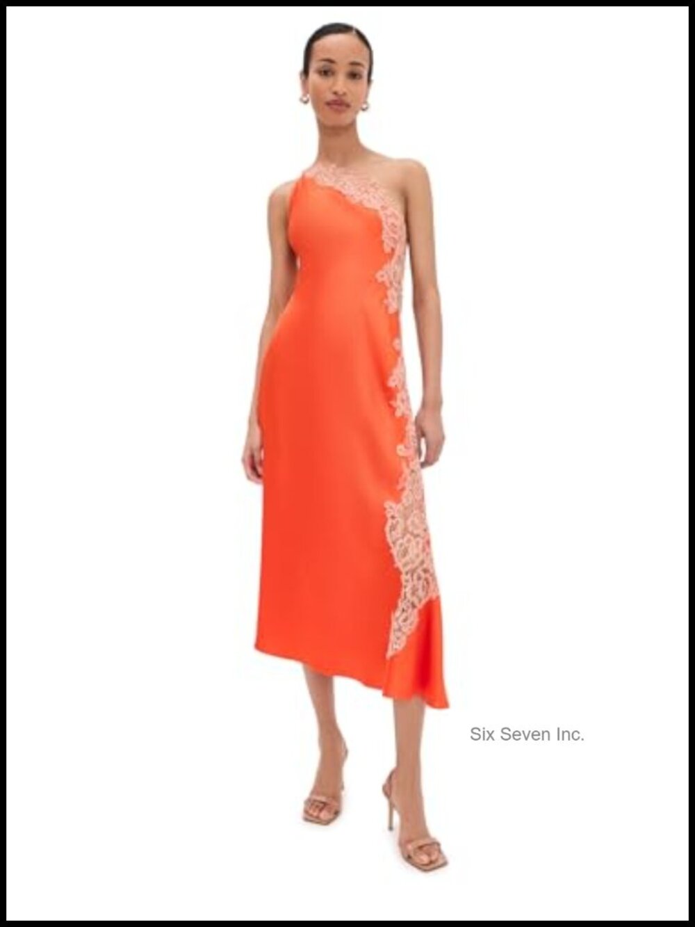 ALC One Shoulder Midi Dress Viscose Lace